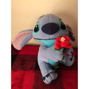 Sega Disney Stitch Lilo & Stitch Plush With Red Flower 7” Stuffed Animal